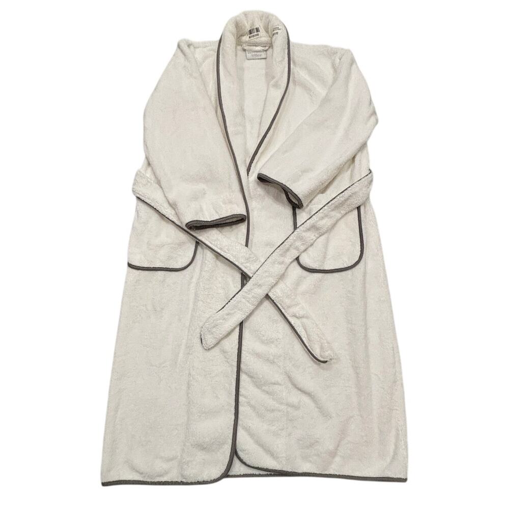 *R35 BOLL & BRANCH Men's Bath Robe 100% Cotton White Medium